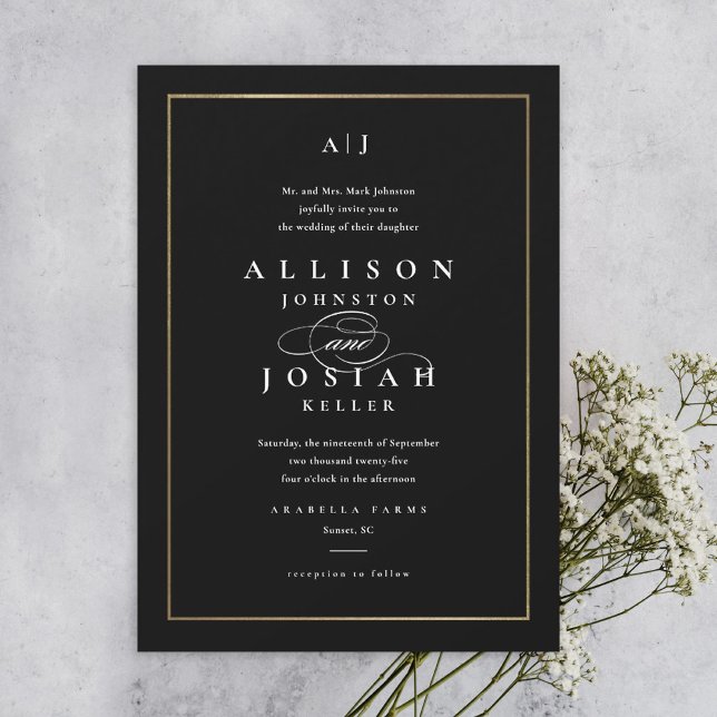 Classic Elegant Black and Gold Wedding Invitation (Creator Uploaded)