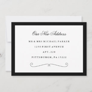 Classic Elegant Black and White Change of Address Announcement