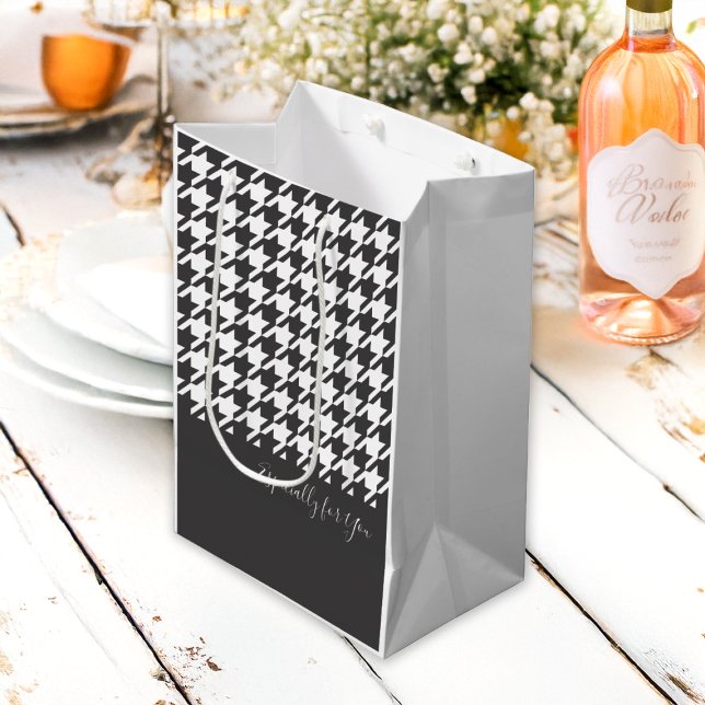 Classic Elegant Black and White Houndstooth Medium Gift Bag (Creator Uploaded)