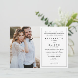 Classic Elegant Black and White Photo Wedding Invitation