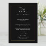 Classic Elegant Black and White Wedding Menu<br><div class="desc">This Classic Elegant Wedding Menu is simple and versatile. It features a chic white and black design with a monogram,  script details,  simple gold frame and formal editable text. Click the edit button to customise this design.</div>