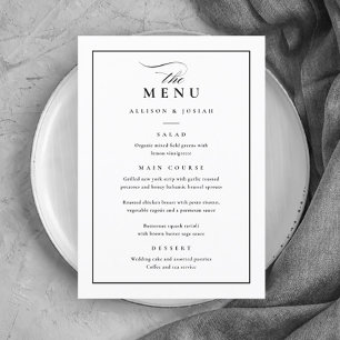 Classic Elegant Black and White Wedding Menu