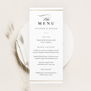 Classic Elegant Black and White Wedding Menu