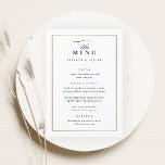 Classic Elegant Black and White Wedding Menu<br><div class="desc">This Classic Elegant Wedding Menu is simple and versatile. It features a chic white and black design with a monogram,  script details,  simple gold frame and formal editable text. Click the edit button to customise this design.</div>