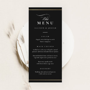 Classic Elegant Black and White Wedding Menu