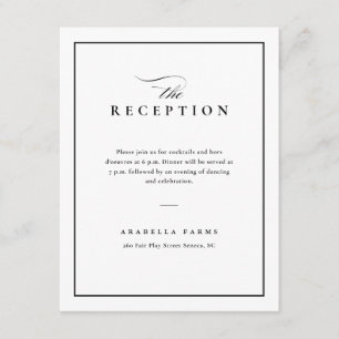 Classic Elegant Black and White Wedding Reception Enclosure Card