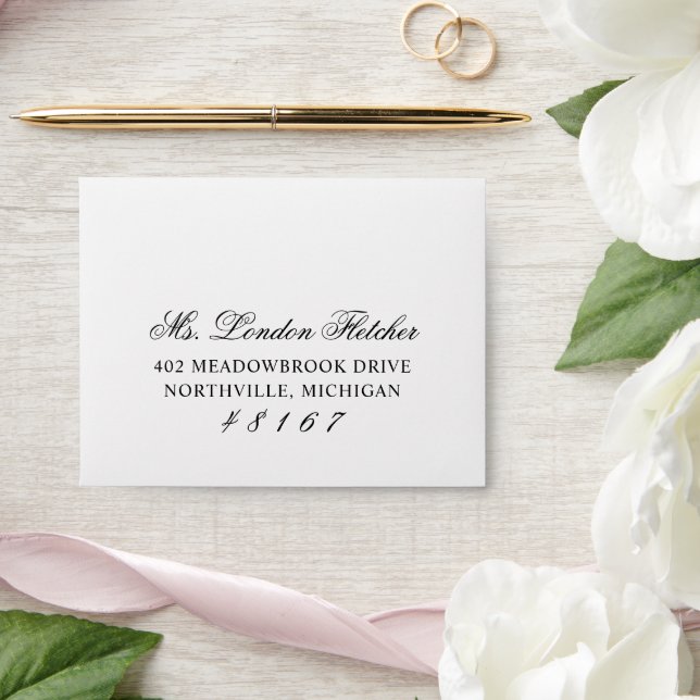 Classic Elegant Black and White Wedding RSVP Envelope (Wedding)