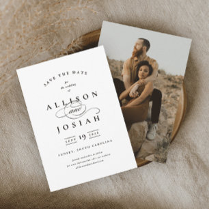 Classic Elegant Black and White Wedding Save The Date