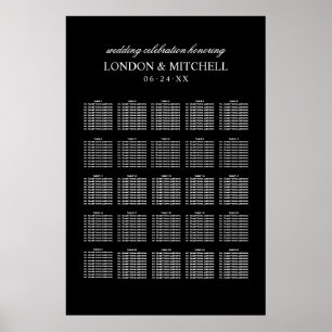 Classic Elegant Black and White Wedding Seating Poster