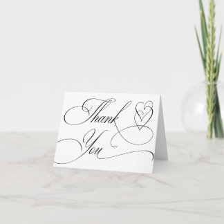 CLASSIC ELEGANT BLACK AND WHITE WEDDING THANK YOU CARD