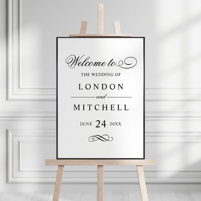 Classic Elegant Black and White Wedding Welcome Poster (Creator Uploaded)