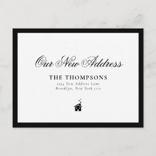 Classic Elegant Black Border New Address Moving Announcement Postcard