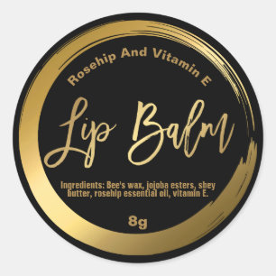 Classic Elegant Black Gold Lip Balm Labels