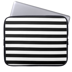 Classic Elegant Black Linear Laptop Sleeve