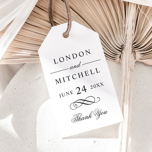 Classic Elegant Black Monogram Wedding Favour Gift Tags (Creator Uploaded)