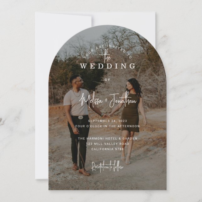Classic Elegant Black Photo Overlay Wedding  Invitation (Front)