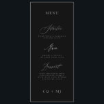 Classic Elegant Black Silver Calligraphy Wedding Menu<br><div class="desc">part of a collection
*not real foil</div>