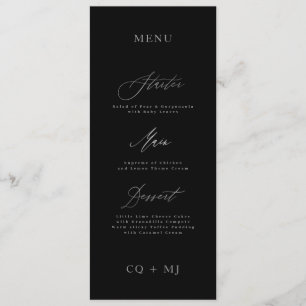 Classic Elegant Black Silver Calligraphy Wedding Menu