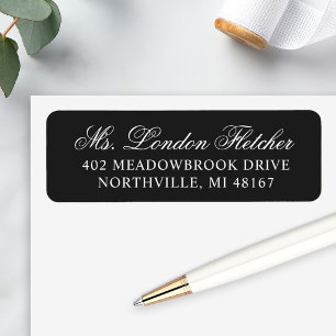 Classic Elegant Black Wedding Return Address