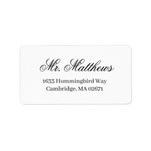 Classic Elegant Black Wedding Return Address Label