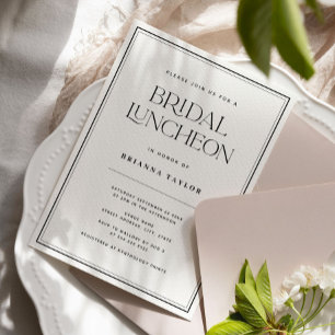 Classic Elegant Black & White Bridal Luncheon Invitation