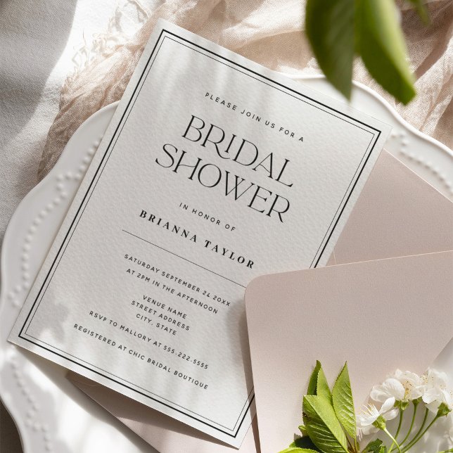 Classic Elegant Black & White Bridal Shower Invitation (Creator Uploaded)