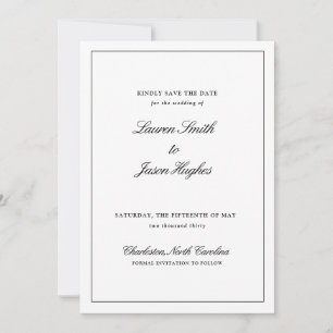 Classic Elegant Black & White Calligraphy Wedding Save The Date