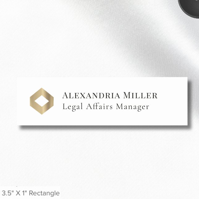 Classic Elegant Black White Gold Logo Name Tag (Creator Uploaded)