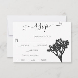 Classic Elegant Black & White Joshua Tree RSVP Card