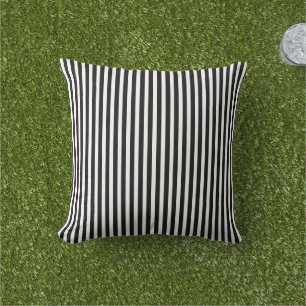 Classic Elegant Black & White Stripes Pattern Cushion