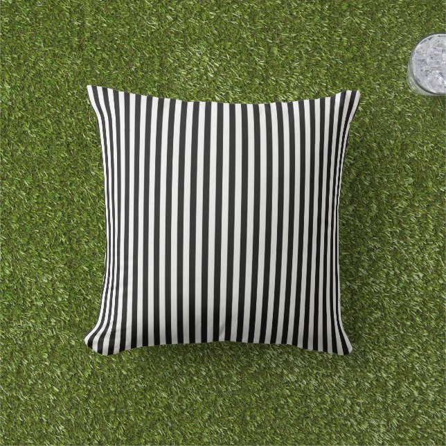 Classic Elegant Black & White Stripes Pattern  Cushion (Grass)