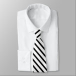 Classic Elegant Black White Stripes Solid Colour   Tie<br><div class="desc">Elegant black and white striped necktie. Thin black vertical stripes chic men necktie design.</div>