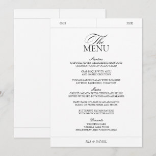 Classic Elegant Black & White Vintage Wedding Menu