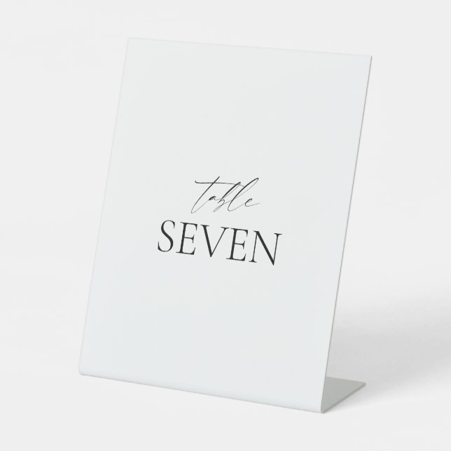 Classic Elegant Black White Wedding Table Number P Pedestal Sign (Front)