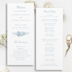 Classic Elegant Blue and White Floral Program Programme