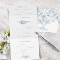 Classic Elegant Blue and White Floral Toile