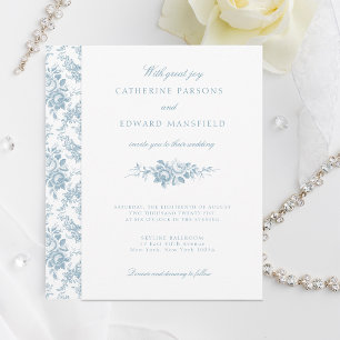 Classic Elegant Blue and White Floral Toile Invitation