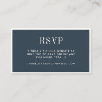 Classic Elegant Blue Border Wedding RSVP Online