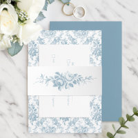 Classic Elegant Blue Engraved Floral