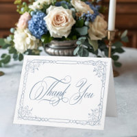 Classic Elegant Blue Floral Frame Photo Wedding
