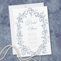 Classic Elegant Blue Oval Ribbon Bridal Shower