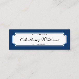Classic elegant border blue graduation name card