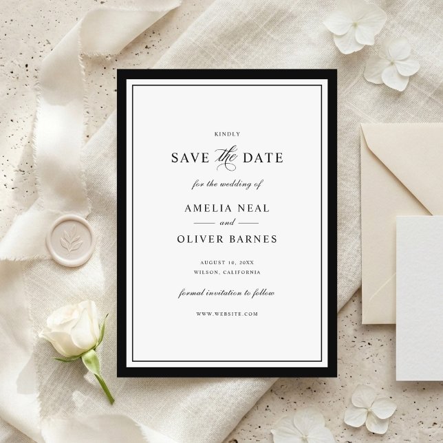 Classic Elegant Border Frame Wedding Save the Date Invitation (Creator Uploaded)