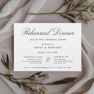 Classic Elegant Botanical Rehearsal Dinner Invitation