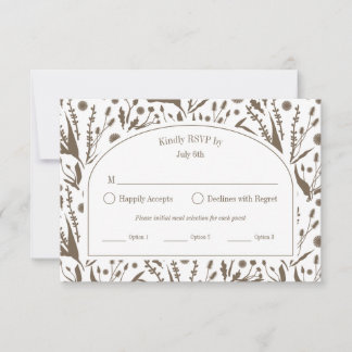 Classic Elegant Botanicals Dark Taupe Meal Options RSVP Card