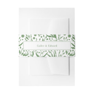 Classic Elegant Botanicals in Sage Green Wedding Invitation Belly Band