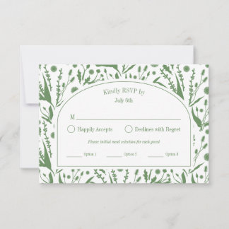 Classic Elegant Botanicals Sage Green Meal Options RSVP Card