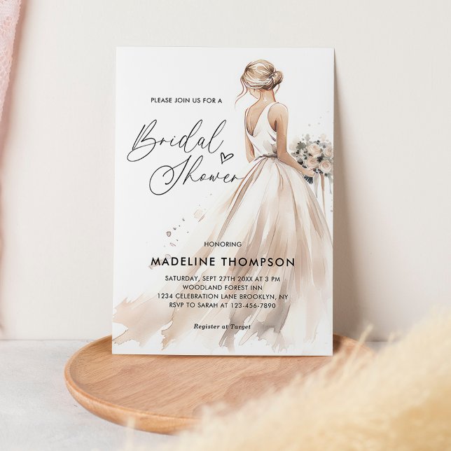 Classic Elegant Bride Wedding Gown Bridal Shower Invitation (Creator Uploaded)