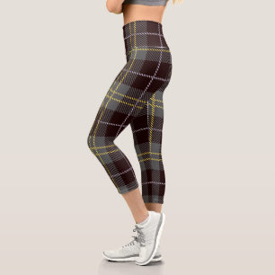 Classic Elegant Brown Plaid Capri Leggings