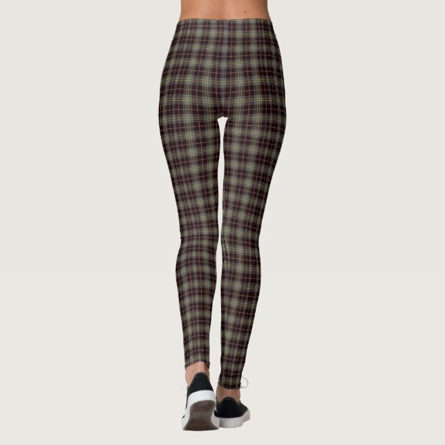 Classic Elegant Brown Plaid  Leggings (Back)